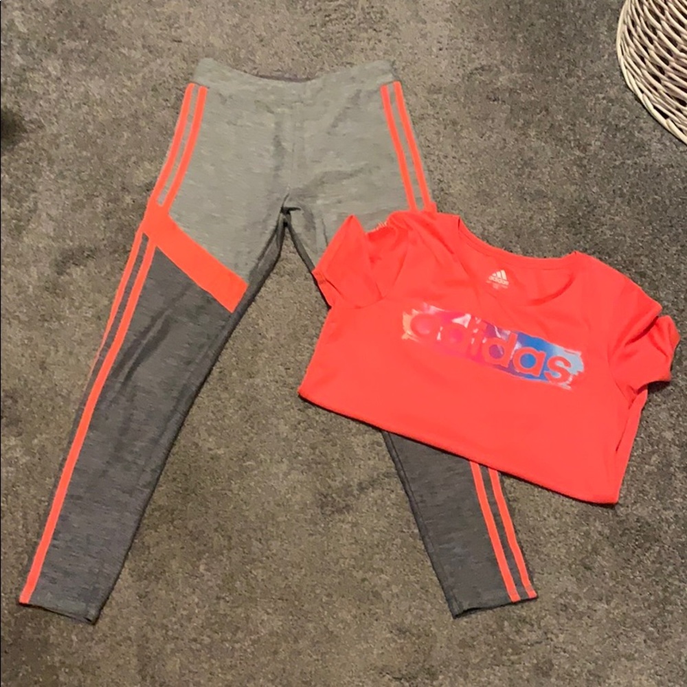 Adidas girls outfit pants M and shirt large